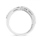 Bids.com .925 Sterling Silver 1/2 Cttw Diamond Multi-Row Bypass Band Ring (I-J Color, I3 Clarity) - Size 7 Rings White Smoke 7 / White.Sterling Silver,6 / White.Sterling Silver,8 / White.Sterling Silver,5 / White.Sterling Silver,10 / White.Sterling Silver,9 / White.Sterling Silver