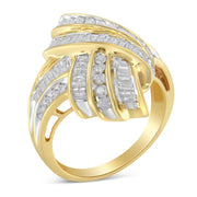 Bids.com 10K Yellow Gold Diamond Bypass Cocktail Ring (1 1/5 Cttw, I-J Color, I2-I3 Clarity) - Size 8 Rings White Smoke 6 / Yellow.Gold,7 / Yellow.Gold,8 / Yellow.Gold,6.5 / Yellow.Gold,7.5 / Yellow.Gold