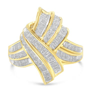 Bids.com 10K Yellow Gold Diamond Bypass Cocktail Ring (1 1/5 Cttw, I-J Color, I2-I3 Clarity) - Size 8 Rings White Smoke 6 / Yellow.Gold,7 / Yellow.Gold,8 / Yellow.Gold,6.5 / Yellow.Gold,7.5 / Yellow.Gold