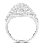 Bids.com .925 Sterling Silver & 1-1/8 Cttw Diamond Marquise Shaped Cluster Triple Halo Knot Cocktail Fashion Ring (I-J Color, I2-I3 Clarity) - Size 6 Rings White Smoke 8 / White.Sterling Silver,6 / White.Sterling Silver,7 / White.Sterling Silver,7.75 / White.Sterling Silver,7.5 / White.Sterling Silver,7.25 / White.Sterling Silver,6.75 / White.Sterling Silver,6.5 / White.Sterling Silver,6.25 / White.Sterling Silver