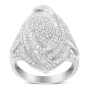 Bids.com .925 Sterling Silver & 1-1/8 Cttw Diamond Marquise Shaped Cluster Triple Halo Knot Cocktail Fashion Ring (I-J Color, I2-I3 Clarity) - Size 6 Rings White Smoke 8 / White.Sterling Silver,6 / White.Sterling Silver,7 / White.Sterling Silver,7.75 / White.Sterling Silver,7.5 / White.Sterling Silver,7.25 / White.Sterling Silver,6.75 / White.Sterling Silver,6.5 / White.Sterling Silver,6.25 / White.Sterling Silver