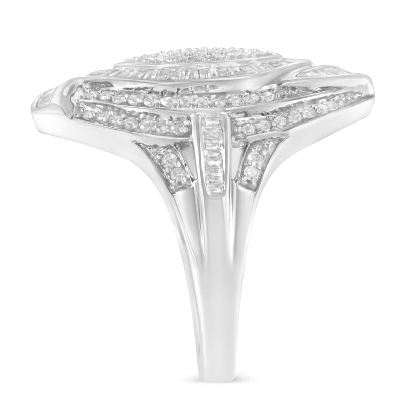 Bids.com .925 Sterling Silver & 1-1/8 Cttw Diamond Marquise Shaped Cluster Triple Halo Knot Cocktail Fashion Ring (I-J Color, I2-I3 Clarity) - Size 6 Rings White Smoke 8 / White.Sterling Silver,6 / White.Sterling Silver,7 / White.Sterling Silver,7.75 / White.Sterling Silver,7.5 / White.Sterling Silver,7.25 / White.Sterling Silver,6.75 / White.Sterling Silver,6.5 / White.Sterling Silver,6.25 / White.Sterling Silver
