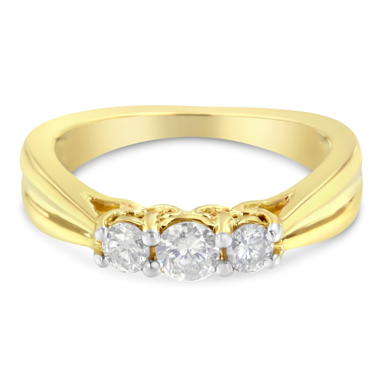 Bids.com 10K Yellow Gold Three-stone Diamond Ring (0.50 cttw, J-K Color, I2-I3 Clarity) Rings White Smoke 8 / Yellow.Gold,6 / Yellow.Gold,7.75 / Yellow.Gold,7.25 / Yellow.Gold,6.75 / Yellow.Gold,6.25 / Yellow.Gold,7.5 / Yellow.Gold,7 / Yellow.Gold,6.5 / Yellow.Gold
