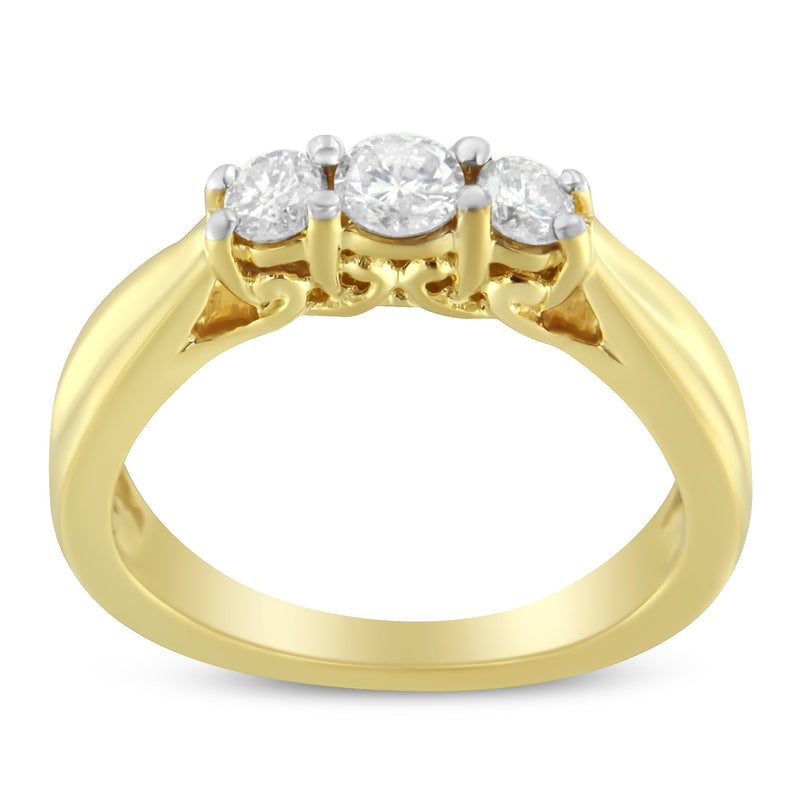 Bids.com 10K Yellow Gold Three-stone Diamond Ring (0.50 cttw, J-K Color, I2-I3 Clarity) Rings White Smoke 8 / Yellow.Gold,6 / Yellow.Gold,7.75 / Yellow.Gold,7.25 / Yellow.Gold,6.75 / Yellow.Gold,6.25 / Yellow.Gold,7.5 / Yellow.Gold,7 / Yellow.Gold,6.5 / Yellow.Gold