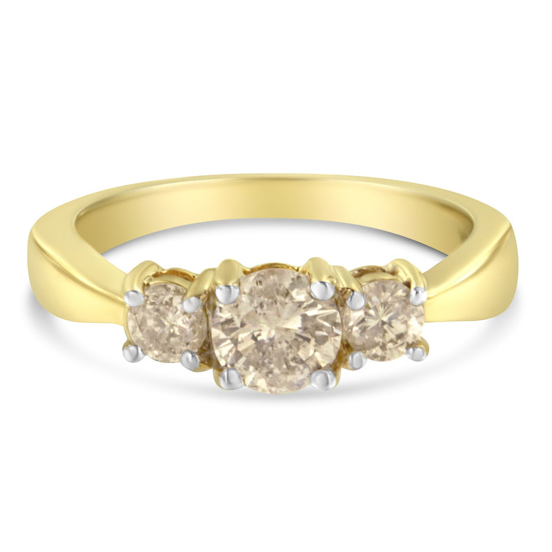 Bids.com 10K Yellow Gold Three Stone Diamond Band Ring (1.00 cttw, J-K Color, I2-I3 Clarity) Rings White Smoke 7 / Yellow.Gold,6 / Yellow.Gold,8 / Yellow.Gold,7.75 / Yellow.Gold,7.5 / Yellow.Gold,7.25 / Yellow.Gold,6.75 / Yellow.Gold,6.5 / Yellow.Gold,6.25 / Yellow.Gold