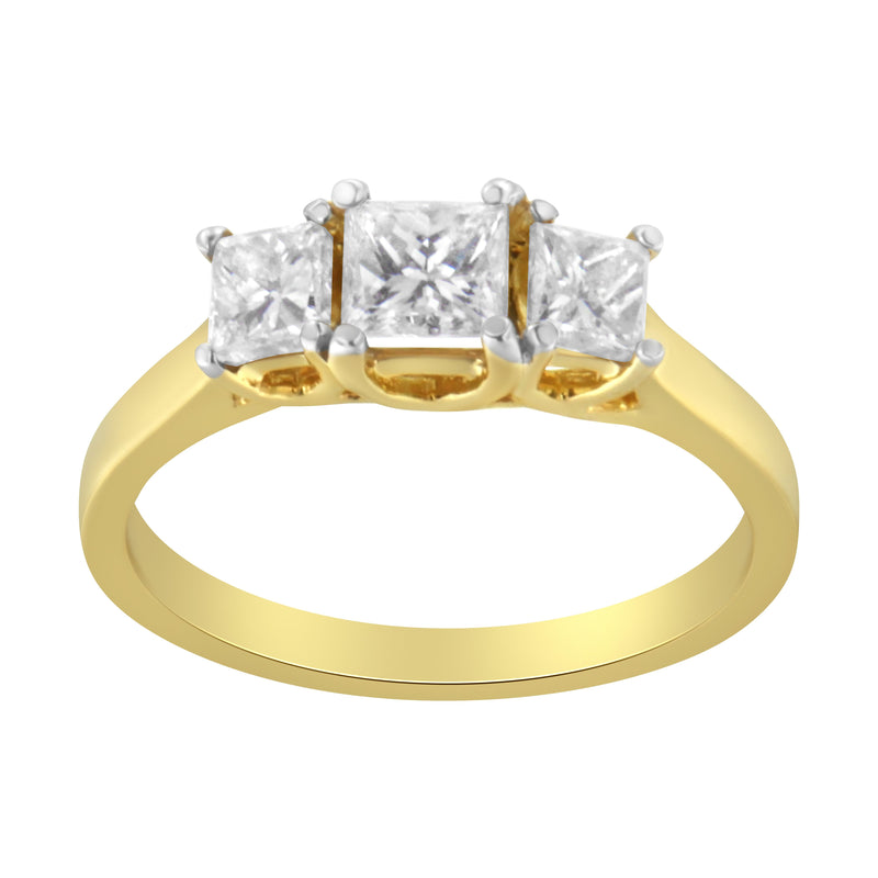 Bids.com 10K Yellow Gold Princess-Cut Diamond Three Stone Band Ring (1 Cttw, J-K Color, I1-I2 Clarity) - Size 6 Rings White Smoke 7 / Yellow.Gold,8 / Yellow.Gold,7.5 / Yellow.Gold,6.5 / Yellow.Gold,6 / Yellow.Gold