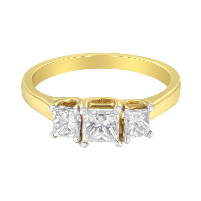 Bids.com 10K Yellow Gold Princess-Cut Diamond Three Stone Band Ring (1 Cttw, J-K Color, I1-I2 Clarity) - Size 6 Rings White Smoke 7 / Yellow.Gold,8 / Yellow.Gold,7.5 / Yellow.Gold,6.5 / Yellow.Gold,6 / Yellow.Gold