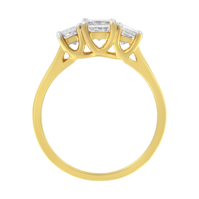 Bids.com 10K Yellow Gold Princess-Cut Diamond Three Stone Band Ring (1 Cttw, J-K Color, I1-I2 Clarity) - Size 6 Rings White Smoke 7 / Yellow.Gold,8 / Yellow.Gold,7.5 / Yellow.Gold,6.5 / Yellow.Gold,6 / Yellow.Gold