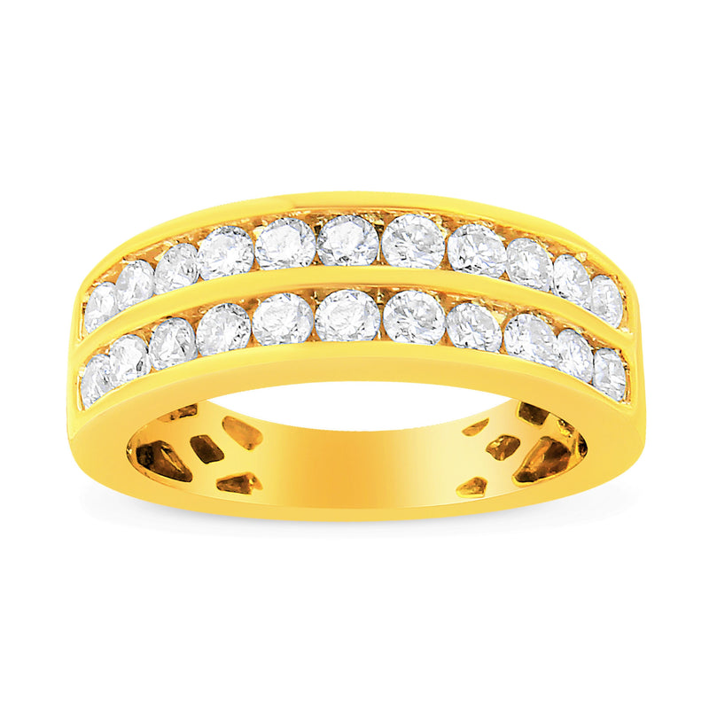 Bids.com 10K Yellow Gold Two-Row Diamond Band Ring (1 Cttw, J-K Color, I1-I2 Clarity) - Size 6 Rings White Smoke 8 / Yellow.Gold,7 / Yellow.Gold,6 / Yellow.Gold