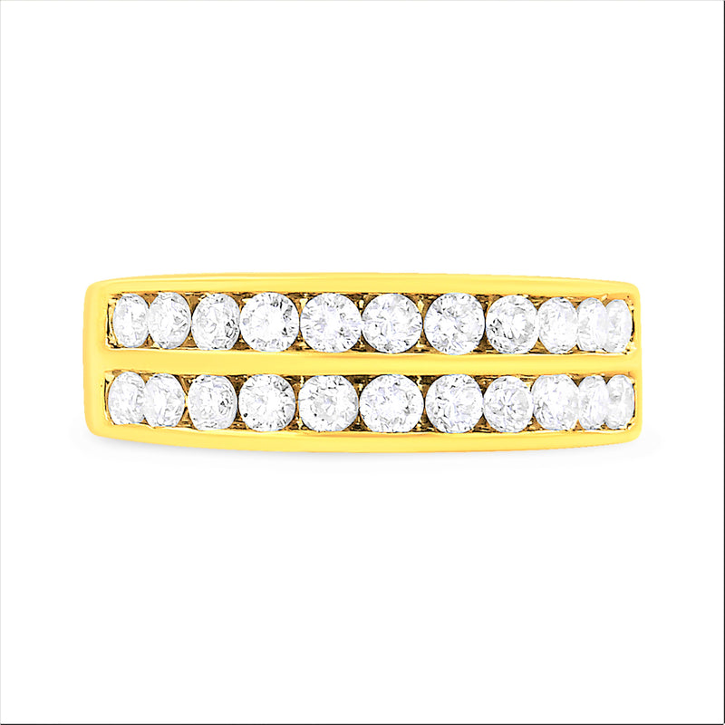 Bids.com 10K Yellow Gold Two-Row Diamond Band Ring (1 Cttw, J-K Color, I1-I2 Clarity) - Size 6 Rings White Smoke 8 / Yellow.Gold,7 / Yellow.Gold,6 / Yellow.Gold