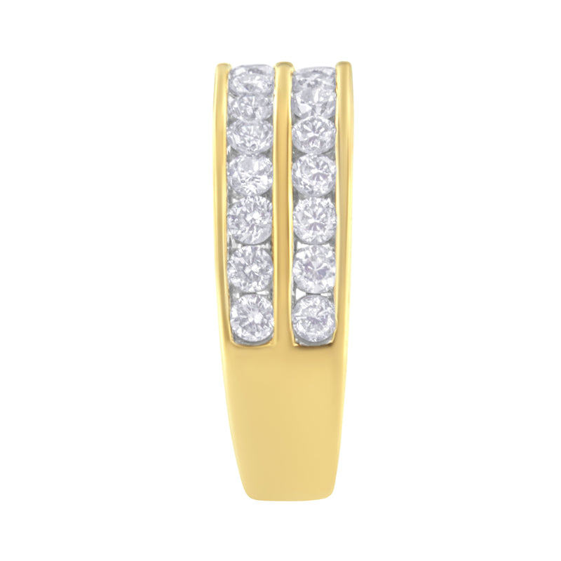 Bids.com 10K Yellow Gold Two-Row Diamond Band Ring (1 Cttw, J-K Color, I1-I2 Clarity) - Size 6 Rings Light Goldenrod 8 / Yellow.Gold,7 / Yellow.Gold,6 / Yellow.Gold