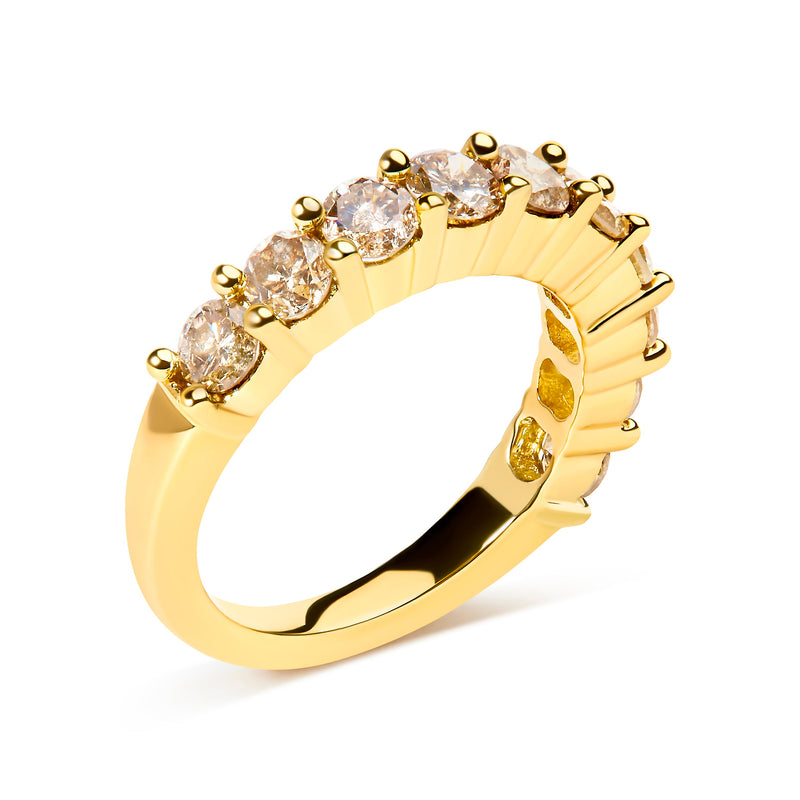 Bids.com 14K Yellow Gold Plated .925 Sterling Silver 2.0 Cttw Round Brilliant Cut Diamond 10 Stone Anniversary Band Ring (J-K Color, I1-I2 Clarity) - Size 7 Rings White Smoke 7 / Yellow.Sterling Silver,8 / Yellow.Sterling Silver,6 / Yellow.Sterling Silver