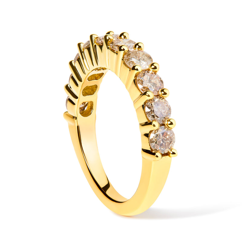 Bids.com 14K Yellow Gold Plated .925 Sterling Silver 2.0 Cttw Round Brilliant Cut Diamond 10 Stone Anniversary Band Ring (J-K Color, I1-I2 Clarity) - Size 7 Rings White Smoke 7 / Yellow.Sterling Silver,8 / Yellow.Sterling Silver,6 / Yellow.Sterling Silver