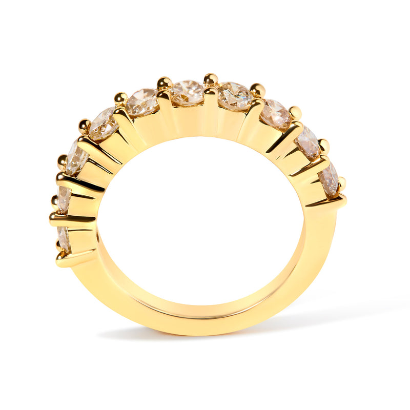 Bids.com 14K Yellow Gold Plated .925 Sterling Silver 2.0 Cttw Round Brilliant Cut Diamond 10 Stone Anniversary Band Ring (J-K Color, I1-I2 Clarity) - Size 7 Rings White Smoke 7 / Yellow.Sterling Silver,8 / Yellow.Sterling Silver,6 / Yellow.Sterling Silver