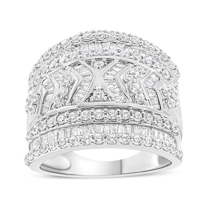 Bids.com .925 Sterling Silver 2.0 Cttw Diamond Edge Multi-Row Ring Band ( J-K Color, I3 Clarity) - Ring Size 7 Rings Light Gray 7 / White.Sterling Silver,9 / White.Sterling Silver,6 / White.Sterling Silver,8 / White.Sterling Silver,5 / White.Sterling Silver