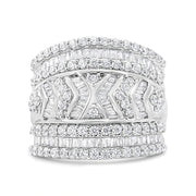 Bids.com .925 Sterling Silver 2.0 Cttw Diamond Edge Multi-Row Ring Band ( J-K Color, I3 Clarity) - Ring Size 7 Rings Light Gray 7 / White.Sterling Silver,9 / White.Sterling Silver,6 / White.Sterling Silver,8 / White.Sterling Silver,5 / White.Sterling Silver