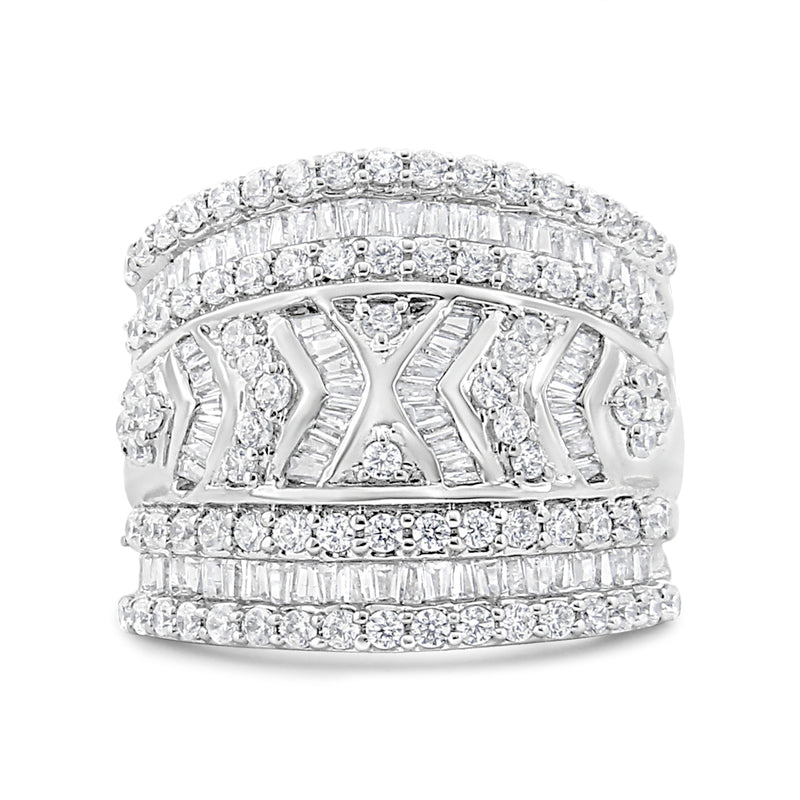 Bids.com .925 Sterling Silver 2.0 Cttw Diamond Edge Multi-Row Ring Band ( J-K Color, I3 Clarity) - Ring Size 7 Rings Light Gray 7 / White.Sterling Silver,9 / White.Sterling Silver,6 / White.Sterling Silver,8 / White.Sterling Silver,5 / White.Sterling Silver