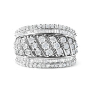 Bids.com .925 Sterling Silver 2.00 Cttw Diamond Fashion Multi Row Cocktail Ring (H-I Color, I2-I3 Clarity) - Ring Size 7 Rings Light Gray 7 / White.Sterling Silver,6 / White.Sterling Silver,8 / White.Sterling Silver,9 / White.Sterling Silver