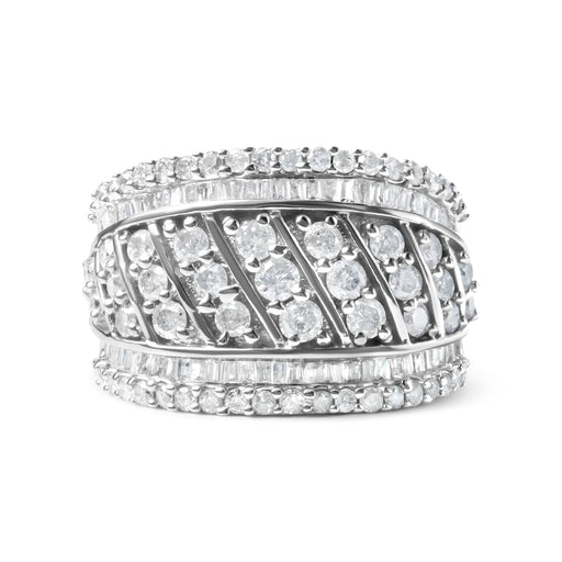 Bids.com .925 Sterling Silver 2.00 Cttw Diamond Fashion Multi Row Cocktail Ring (H-I Color, I2-I3 Clarity) - Ring Size 7 Rings Light Gray 7 / White.Sterling Silver,6 / White.Sterling Silver,8 / White.Sterling Silver,9 / White.Sterling Silver