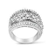 Bids.com .925 Sterling Silver 2.00 Cttw Diamond Fashion Multi Row Cocktail Ring (H-I Color, I2-I3 Clarity) - Ring Size 7 Rings White Smoke 7 / White.Sterling Silver,6 / White.Sterling Silver,8 / White.Sterling Silver,9 / White.Sterling Silver