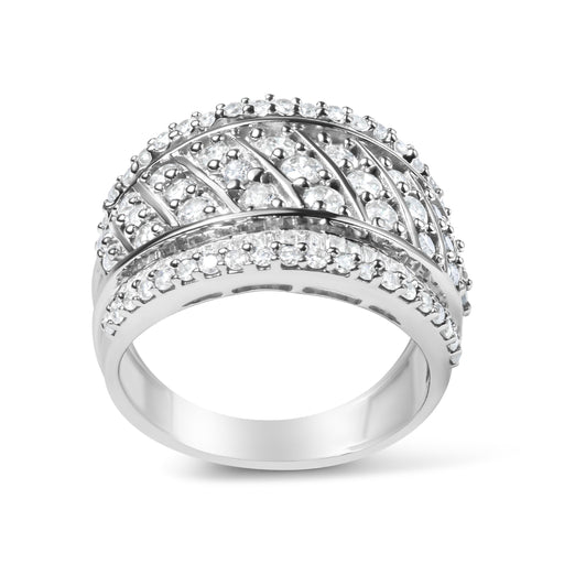 Bids.com .925 Sterling Silver 2.00 Cttw Diamond Fashion Multi Row Cocktail Ring (H-I Color, I2-I3 Clarity) - Ring Size 7 Rings White Smoke 7 / White.Sterling Silver,6 / White.Sterling Silver,8 / White.Sterling Silver,9 / White.Sterling Silver