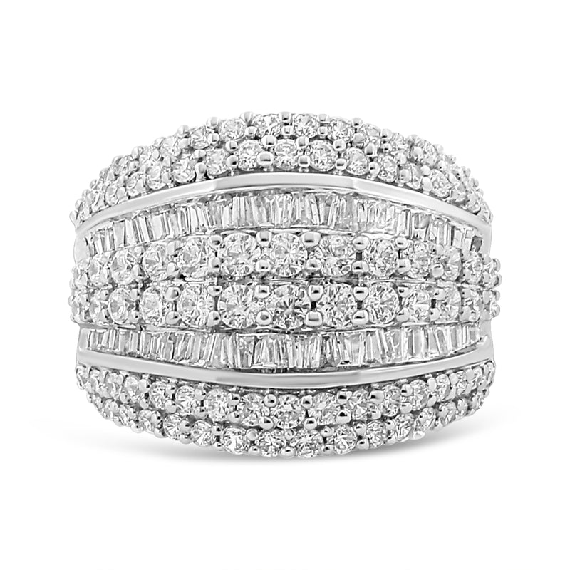 Bids.com .925 Sterling Silver 2.00 Cttw Round and Baguette-Cut Diamond Cluster Ring (H-I Color, I1-I2 Clarity) - Size 7 Rings Gray 7 / White.Sterling Silver,5 / White.Sterling Silver,8 / White.Sterling Silver,6 / White.Sterling Silver,9 / White.Sterling Silver