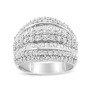 Bids.com .925 Sterling Silver 2.00 Cttw Round and Baguette-Cut Diamond Cluster Ring (H-I Color, I1-I2 Clarity) - Size 7 Rings White Smoke 7 / White.Sterling Silver,5 / White.Sterling Silver,8 / White.Sterling Silver,6 / White.Sterling Silver,9 / White.Sterling Silver