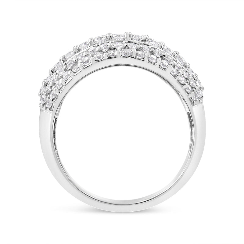 Bids.com .925 Sterling Silver 2.00 Cttw Round and Baguette-Cut Diamond Cluster Ring (H-I Color, I1-I2 Clarity) - Size 7 Rings White Smoke 7 / White.Sterling Silver,5 / White.Sterling Silver,8 / White.Sterling Silver,6 / White.Sterling Silver,9 / White.Sterling Silver