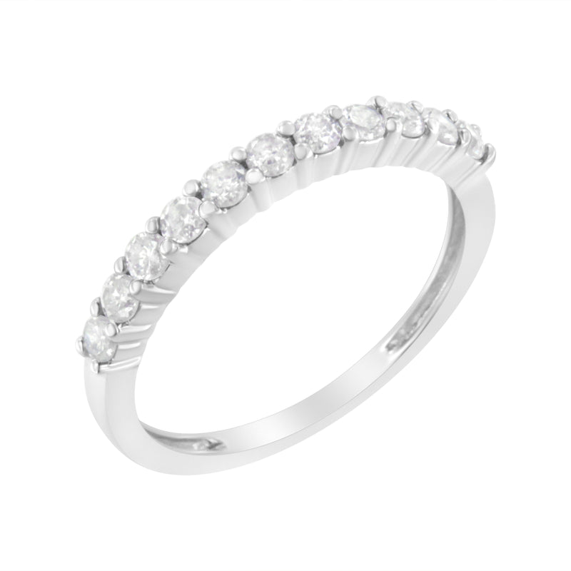 Bids.com IGI Certified 1/2 Cttw Diamond 10K White Gold Prong Set Fluted Band Style Ring (I-J Color, I2-I3 Clarity) - Size 7 Rings White Smoke 7 / White.Gold,6 / White.Gold,8 / White.Gold,9 / White.Gold