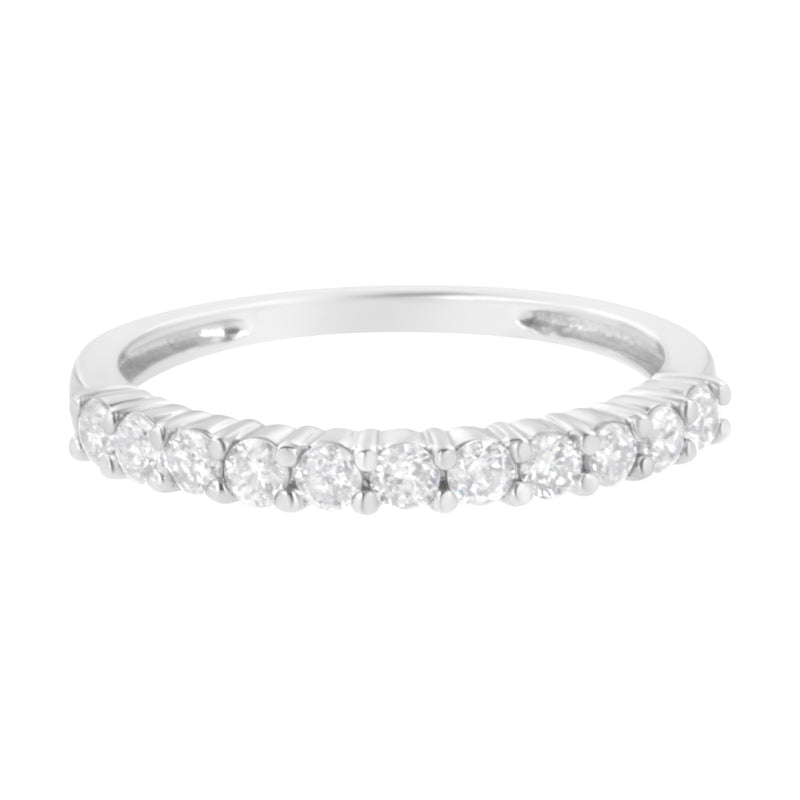 Bids.com IGI Certified 1/2 Cttw Diamond 10K White Gold Prong Set Fluted Band Style Ring (I-J Color, I2-I3 Clarity) - Size 7 Rings White Smoke 7 / White.Gold,6 / White.Gold,8 / White.Gold,9 / White.Gold
