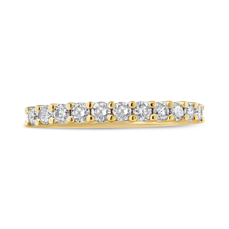 Bids.com IGI Certified 1/2 Cttw Diamond 10K Yellow Gold Prong Set Fluted Band Style Wedding Ring (J-K Color, I1-I2 Clarity) - Size 7 Rings Tan 7 / Yellow.Gold,6 / Yellow.Gold,8 / Yellow.Gold,9 / Yellow.Gold