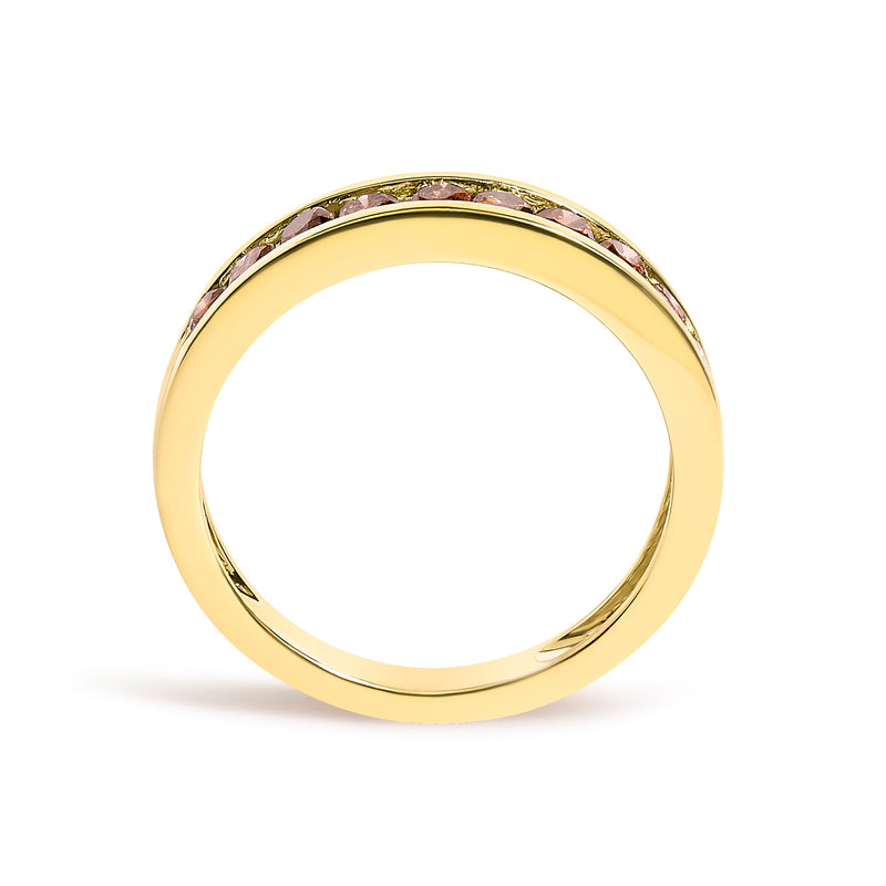 Bids.com 14K Yellow Gold Plated .925 Sterling Silver 1/2 Cttw Channel Set Round Champagne Diamond 11 Stone Band Ring (K-L Color, I1-I2 Clarity) - Size 7 Rings White Smoke 6 / Yellow.Sterling Silver,5 / Yellow.Sterling Silver,10 / Yellow.Sterling Silver,7 / Yellow.Sterling Silver,8 / Yellow.Sterling Silver,9 / Yellow.Sterling Silver