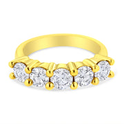 Bids.com 14K Yellow Gold Plated .925 Sterling Silver 2.0 Cttw Shared Prong Set Diamond 5 Stone Wedding Band Ring (J-K Color, I1-I2 Clarity) - Size 7 Rings White Smoke 7 / Yellow.Sterling Silver,8 / Yellow.Sterling Silver,6 / Yellow.Sterling Silver,9 / Yellow.Sterling Silver