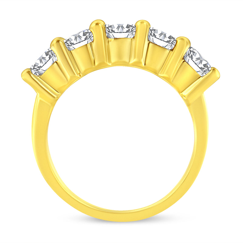 Bids.com 14K Yellow Gold Plated .925 Sterling Silver 2.0 Cttw Shared Prong Set Diamond 5 Stone Wedding Band Ring (J-K Color, I1-I2 Clarity) - Size 7 Rings White Smoke 7 / Yellow.Sterling Silver,8 / Yellow.Sterling Silver,6 / Yellow.Sterling Silver,9 / Yellow.Sterling Silver
