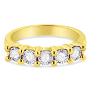 Bids.com 14K Yellow Gold Plated .925 Sterling Silver 1.0 Cttw Shared Prong-set Round Diamond 5 Stone Band Ring (J-K Color, I1-I2 Clarity) - Size 7 Rings White Smoke 7 / Yellow.Sterling Silver,9 / Yellow.Sterling Silver,8 / Yellow.Sterling Silver,6 / Yellow.Sterling Silver