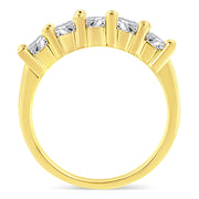 Bids.com 14K Yellow Gold Plated .925 Sterling Silver 1.0 Cttw Shared Prong-set Round Diamond 5 Stone Band Ring (J-K Color, I1-I2 Clarity) - Size 7 Rings White Smoke 7 / Yellow.Sterling Silver,9 / Yellow.Sterling Silver,8 / Yellow.Sterling Silver,6 / Yellow.Sterling Silver