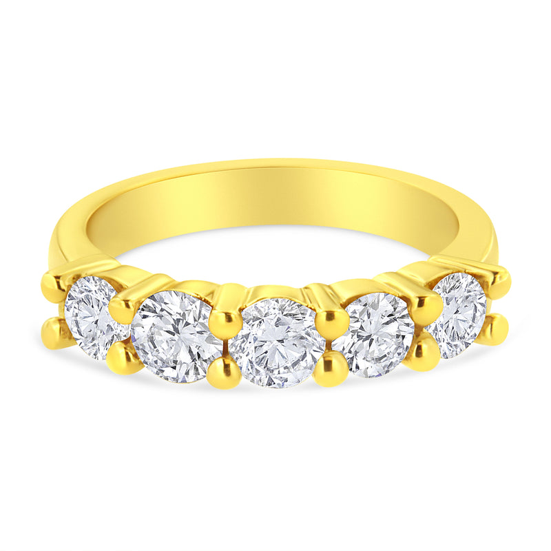 Bids.com 14K Yellow Gold Plated .925 Sterling Silver 1 1/2 Cttw Shared Prong Set Brilliant Round-Cut Diamond Anniversary or Wedding Band Ring (K-L Color, SI2-I1 Clarity) - Size 7 Rings White Smoke 7 / Yellow.Sterling Silver,8 / Yellow.Sterling Silver,6 / Yellow.Sterling Silver,9 / Yellow.Sterling Silver
