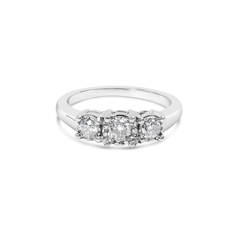 Bids.com 14K White Gold 1/2 Cttw Miracle Set Round Lab Grown Diamond Three Stone Illusion Plate Ring (F-G Color, VS1-VS2 Clarity) - Ring Size 7 Rings White Smoke 7 / White.Gold,9 / White.Gold,6 / White.Gold,8 / White.Gold,5 / White.Gold