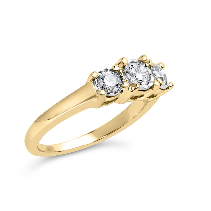 Bids.com 10K Yellow Gold 1/2 Cttw Miracle Set Round Diamond Three Stone Illusion Plate Ring (I-J Color, I2-I3 Clarity) - Size 7 Rings White Smoke 9 / Yellow.Gold,6 / Yellow.Gold,8 / Yellow.Gold,5 / Yellow.Gold,7 / Yellow.Gold