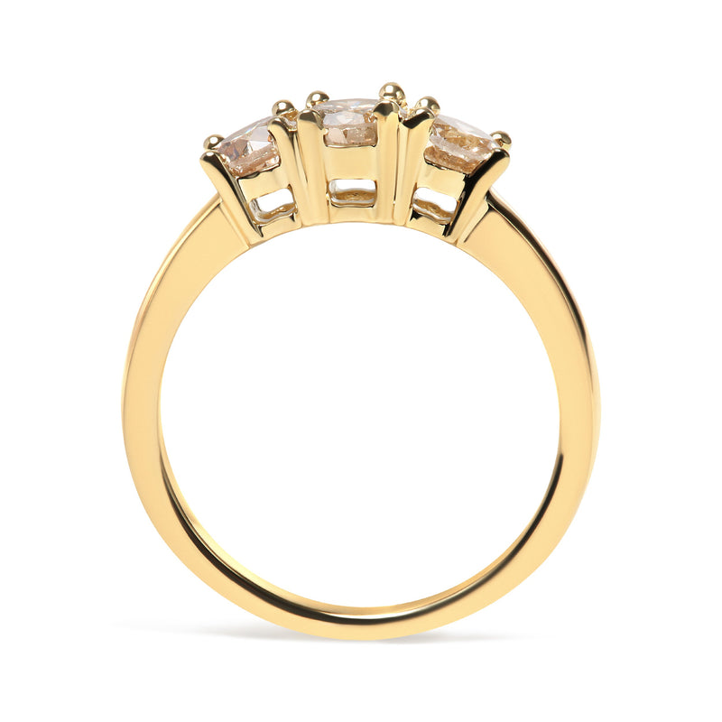 Bids.com 10K Yellow Gold 1.00 Cttw Champagne Diamond 3-Stone Band Ring (J-K Color, I1-I2 Clarity)  - Size 7 Rings White Smoke 5 / Yellow.Gold,8 / Yellow.Gold,6 / Yellow.Gold,9 / Yellow.Gold,7 / Yellow.Gold