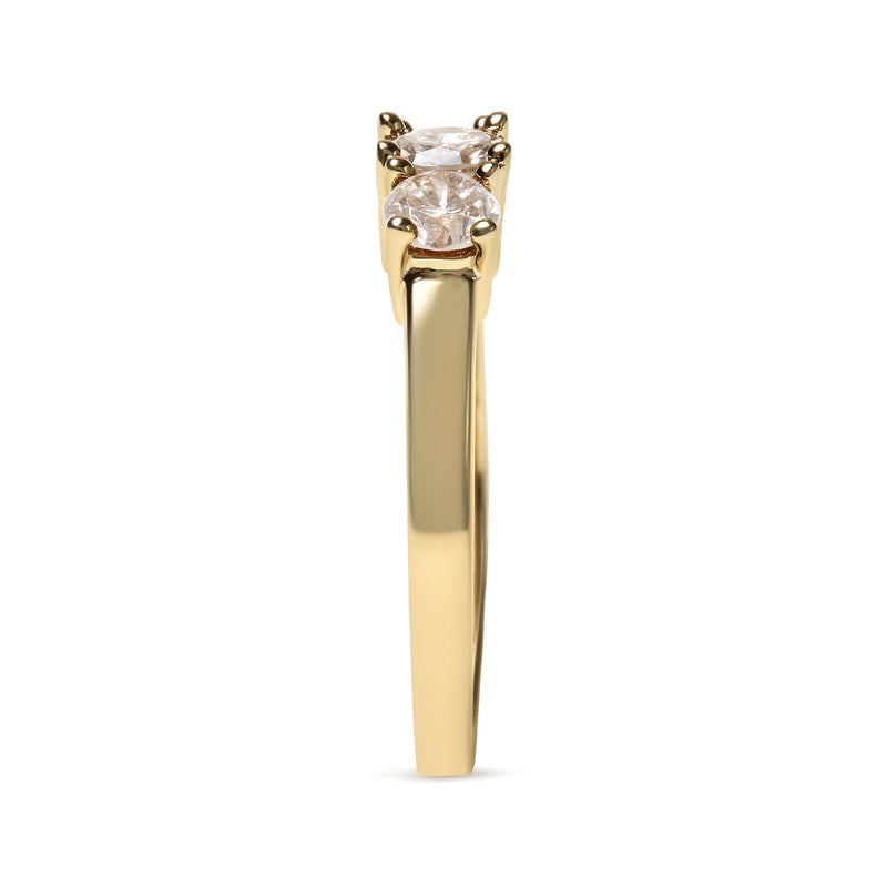 Bids.com 10K Yellow Gold 1.00 Cttw Champagne Diamond 3-Stone Band Ring (J-K Color, I1-I2 Clarity)  - Size 7 Rings White Smoke 5 / Yellow.Gold,8 / Yellow.Gold,6 / Yellow.Gold,9 / Yellow.Gold,7 / Yellow.Gold