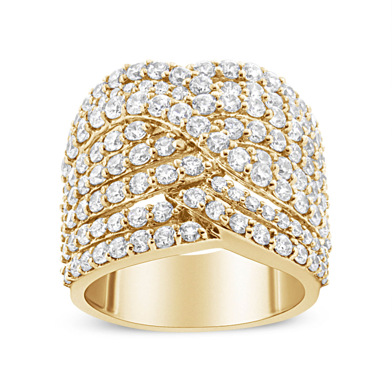 Bids.com 10K Yellow Gold 3.0 Cttw Diamond Eight-Row Bypass Crossover Statement Band Ring (H-I Color, I2-I3 Clarity) - Size 7 Rings White Smoke 8 / Yellow.Gold,6 / Yellow.Gold,9 / Yellow.Gold,5 / Yellow.Gold