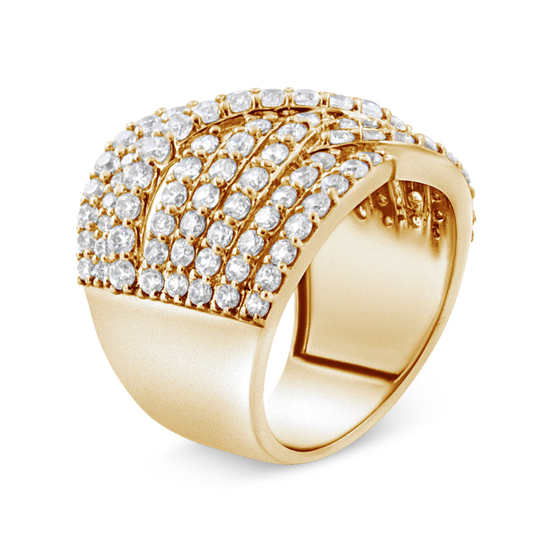 Bids.com 10K Yellow Gold 3.0 Cttw Diamond Eight-Row Bypass Crossover Statement Band Ring (H-I Color, I2-I3 Clarity) - Size 7 Rings White Smoke 7 / Yellow.Gold,8 / Yellow.Gold,6 / Yellow.Gold,9 / Yellow.Gold,5 / Yellow.Gold