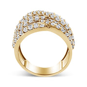 Bids.com 10K Yellow Gold 3.0 Cttw Diamond Eight-Row Bypass Crossover Statement Band Ring (H-I Color, I2-I3 Clarity) - Size 7 Rings White Smoke 7 / Yellow.Gold,8 / Yellow.Gold,6 / Yellow.Gold,9 / Yellow.Gold,5 / Yellow.Gold