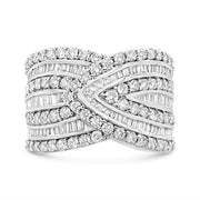 Bids.com .925 Sterling Silver 2 3/8 Cttw Diamond Multi Row Overlay Band Ring ( J-K Color, I3 Clarity) - Ring Size 7 Rings Gray 7 / White.Sterling Silver,6 / White.Sterling Silver,8 / White.Sterling Silver,9 / White.Sterling Silver
