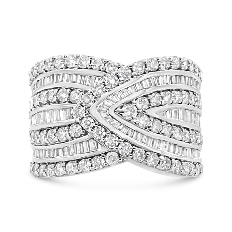 Bids.com .925 Sterling Silver 2 3/8 Cttw Diamond Multi Row Overlay Band Ring ( J-K Color, I3 Clarity) - Ring Size 7 Rings Gray 7 / White.Sterling Silver,6 / White.Sterling Silver,8 / White.Sterling Silver,9 / White.Sterling Silver