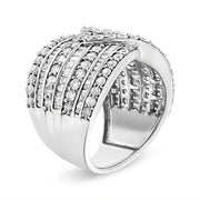 Bids.com .925 Sterling Silver 2 3/8 Cttw Diamond Multi Row Overlay Band Ring ( J-K Color, I3 Clarity) - Ring Size 7 Rings White Smoke 7 / White.Sterling Silver,6 / White.Sterling Silver,8 / White.Sterling Silver,9 / White.Sterling Silver