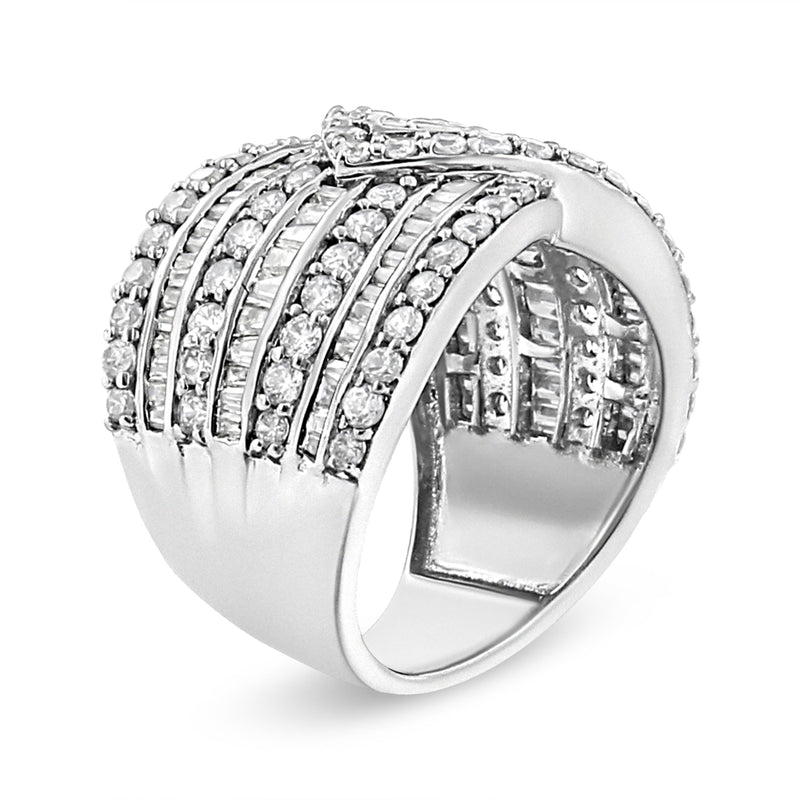 Bids.com .925 Sterling Silver 2 3/8 Cttw Diamond Multi Row Overlay Band Ring ( J-K Color, I3 Clarity) - Ring Size 7 Rings White Smoke 7 / White.Sterling Silver,6 / White.Sterling Silver,8 / White.Sterling Silver,9 / White.Sterling Silver