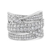 Bids.com .925 Sterling Silver 2.00 Cttw Round-Cut Diamond Overlapping Bypass Band Ring (I-J Color, I2-I3 Clarity) - Ring Size 7 Rings Gray 7 / White.Sterling Silver,9 / White.Sterling Silver,6 / White.Sterling Silver,8 / White.Sterling Silver,5 / White.Sterling Silver
