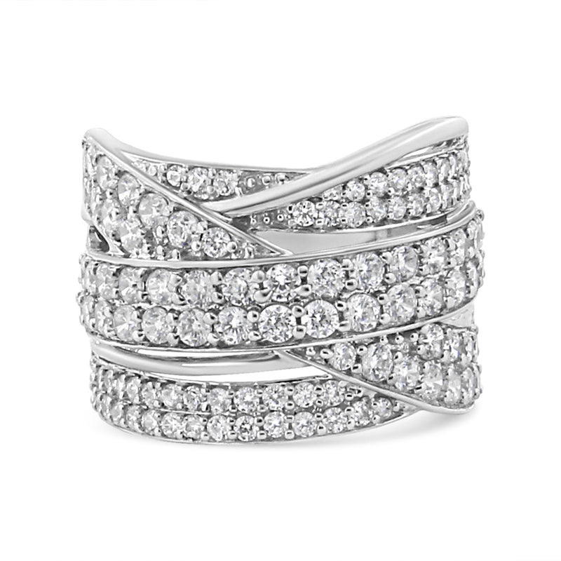 Bids.com .925 Sterling Silver 2.00 Cttw Round-Cut Diamond Overlapping Bypass Band Ring (I-J Color, I2-I3 Clarity) - Ring Size 7 Rings Gray 7 / White.Sterling Silver,9 / White.Sterling Silver,6 / White.Sterling Silver,8 / White.Sterling Silver,5 / White.Sterling Silver